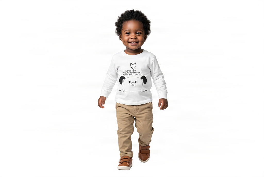Toddler Long Sleeve Tee with little dog