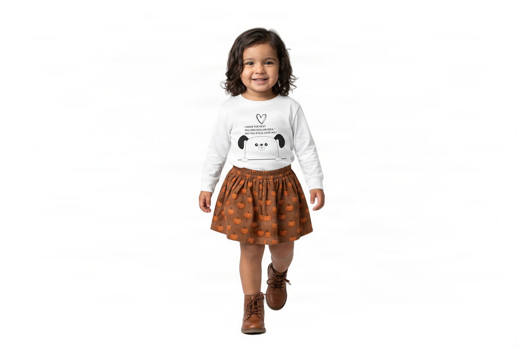 Toddler Long Sleeve Tee with little dog