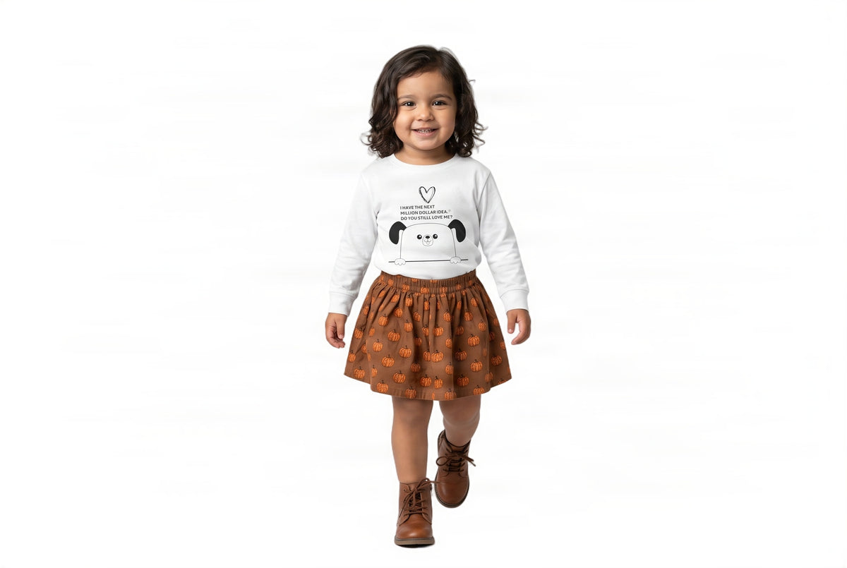 Toddler Long Sleeve Tee with little dog
