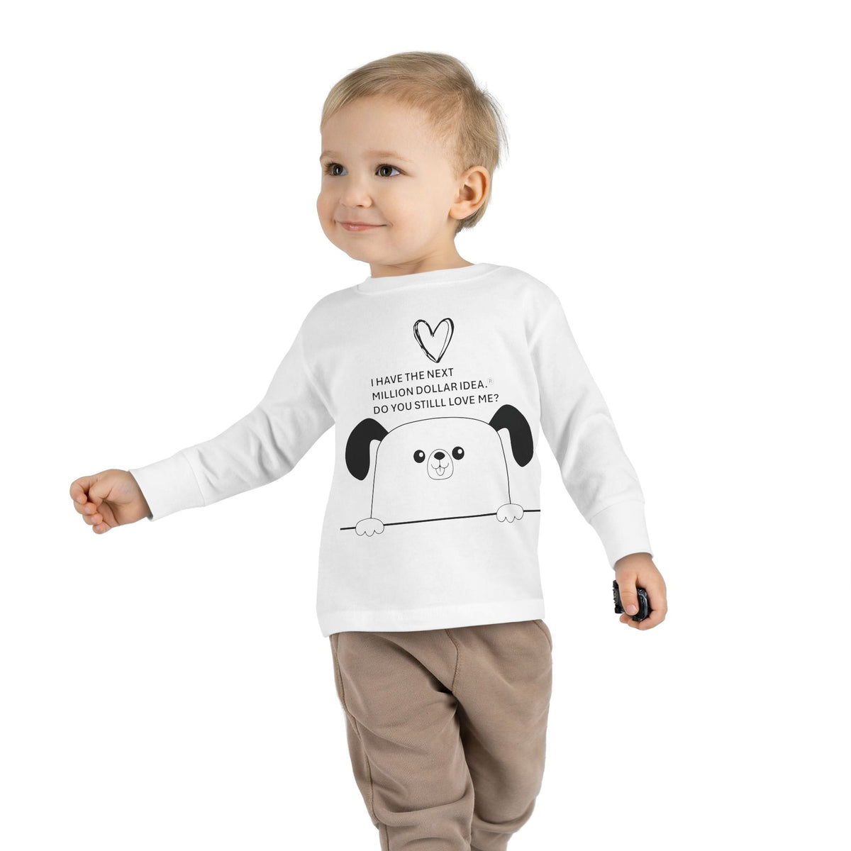 Toddler Long Sleeve Tee with little dog